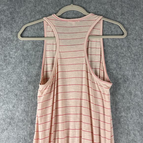 Anthropologie Sundry Tank Dress Womens Medium 2 Pink Stripe Ruched Racerback - Picture 10 of 12